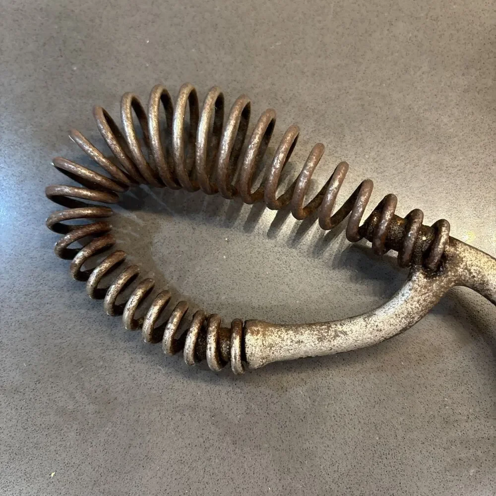 Vintage Antique Cast Iron Stove Lid Lifter Spring Handle USA Wear Kitchen Metal